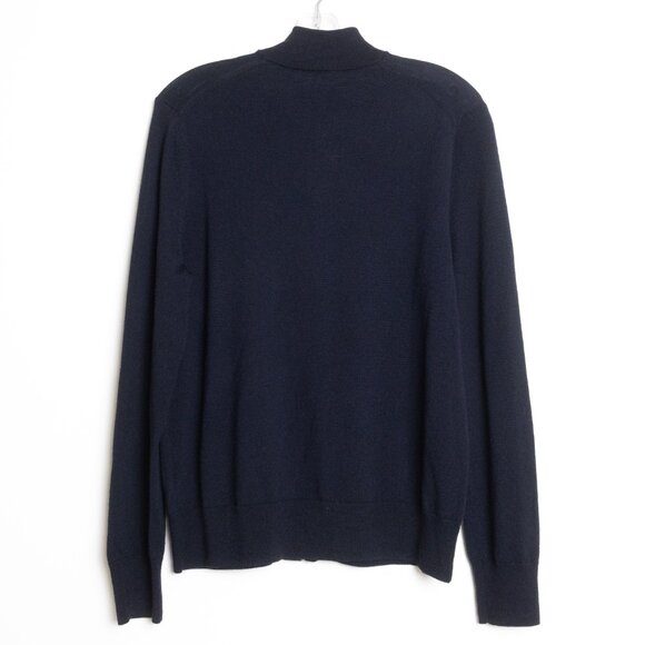 Brooks Brothers Merino Wool Full Zip Sweater Navy Blue Preppy Italian - Picture 3 of 12